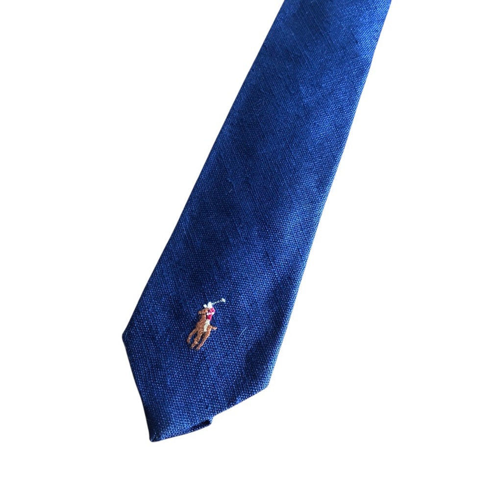 Vintage Polo Ralph Lauren 100% linen blue neck tie